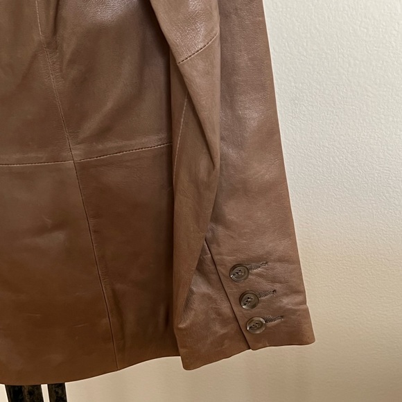 VINCE Leather Blazer jacket lamb skin taupe color, NWT - Picture 9 of 15